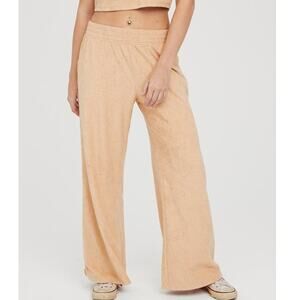 AE Offline by Aerie Summer Lights Pants MEDIUM Smiley Face Terry Wide Leg Casual